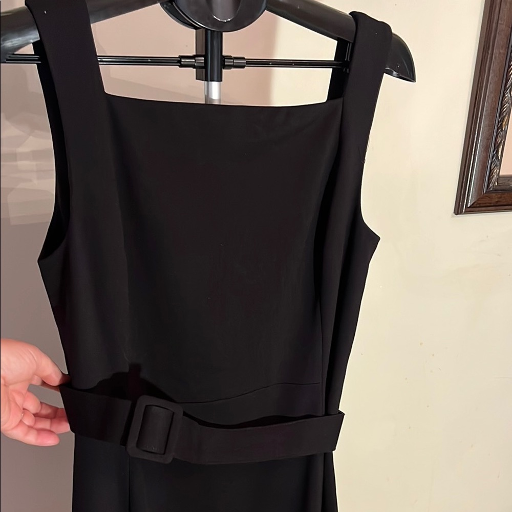 NWT Of/Mercer Black Sheath Dress with Square Neckline and Belt